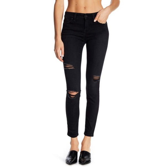 Anthropologie Denim - NWT Level 99 Distressed Black Skinny Jeans 28